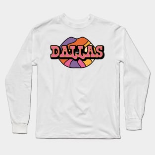 Dallas Texas Retro Western Aesthetic Collage Long Sleeve T-Shirt